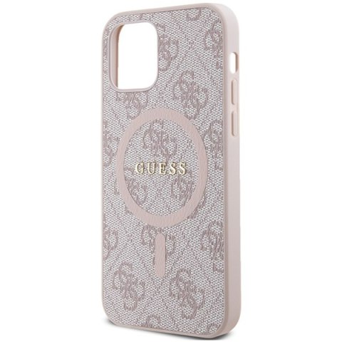 Guess GUHMP12MG4GFRP iPhone 12/12 Pro 6.1" różowy/pink hardcase 4G Collection Leather Metal Logo MagSafe