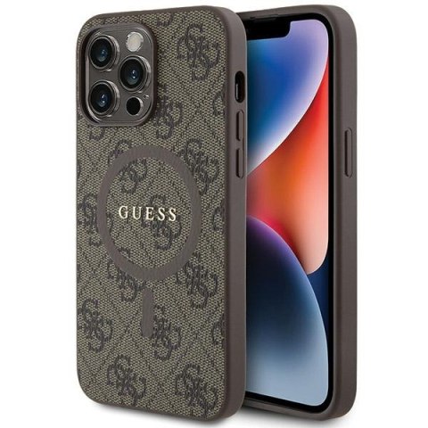 Guess GUHMP13XG4GFRW iPhone 13 Pro Max 6.7" brązowy/brown hardcase 4G Collection Leather Metal Logo MagSafe