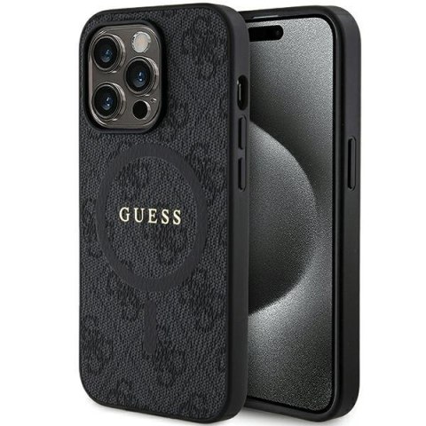 Guess GUHMP13LG4GFRK iPhone 13 Pro / 13 6.1" czarny/black hardcase 4G Collection Leather Metal Logo MagSafe