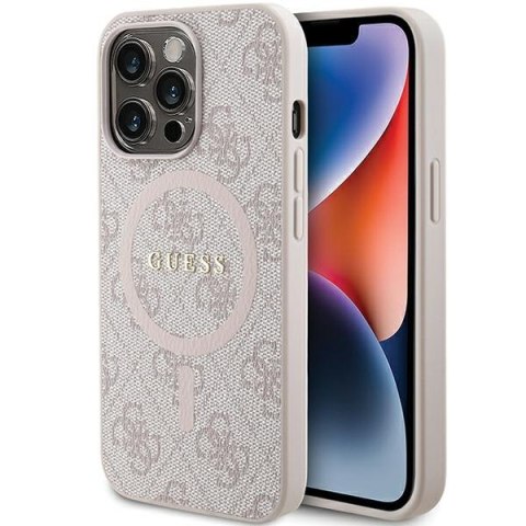 Guess GUHMP13LG4GFRP iPhone 13 Pro / 13 6.1" różowy/pink hardcase 4G Collection Leather Metal Logo MagSafe