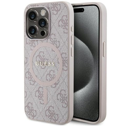 Guess GUHMP14LG4GFRP iPhone 14 Pro 6.1" różowy/pink hardcase 4G Collection Leather Metal Logo MagSafe