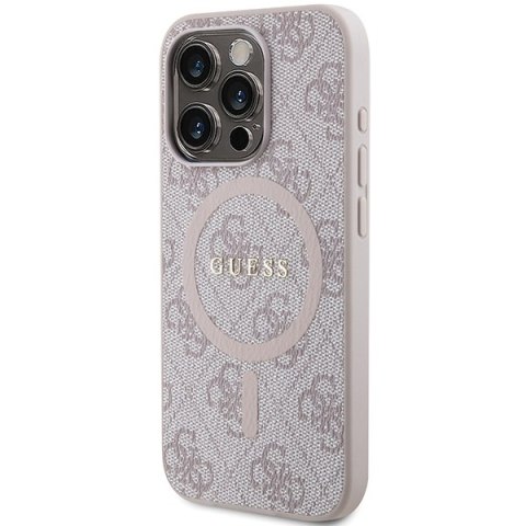 Guess GUHMP14LG4GFRP iPhone 14 Pro 6.1" różowy/pink hardcase 4G Collection Leather Metal Logo MagSafe
