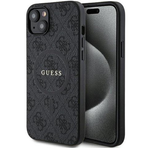 Guess GUHMP14SG4GFRK iPhone 14 / 15 / 13 6.1" czarny/black hardcase 4G Collection Leather Metal Logo MagSafe