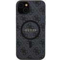 Guess GUHMP14SG4GFRK iPhone 14 / 15 / 13 6.1" czarny/black hardcase 4G Collection Leather Metal Logo MagSafe