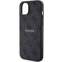 Guess GUHMP14SG4GFRK iPhone 14 / 15 / 13 6.1" czarny/black hardcase 4G Collection Leather Metal Logo MagSafe