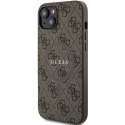 Guess GUHMP14SG4GFRW iPhone 14 / 15 / 13 6.1" brązowy/brown hardcase 4G Collection Leather Metal Logo MagSafe