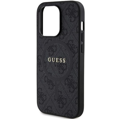 Guess GUHMP15XG4GFRK iPhone 15 Pro Max 6.7" czarny/black hardcase 4G Collection Leather Metal Logo MagSafe