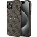 Guess GUHMP15SG4GFRW iPhone 15 / 14 / 13 6.1" brązowy/brown hardcase 4G Collection Leather Metal Logo MagSafe