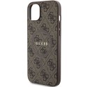 Guess GUHMP15SG4GFRW iPhone 15 / 14 / 13 6.1" brązowy/brown hardcase 4G Collection Leather Metal Logo MagSafe