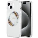 Guess GUHMP15SHFWFCT iPhone 15 / 14 / 13 6.1" transparent hardcase IML Flowers Wreatch MagSafe