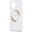 Guess GUHMP15SHFWFCT iPhone 15 / 14 / 13 6.1" transparent hardcase IML Flowers Wreatch MagSafe