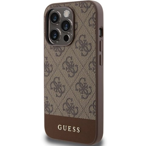 Guess GUHCP15XG4GLBR iPhone 15 Pro Max 6.7" brązowy/brown hardcase 4G Stripe Collection