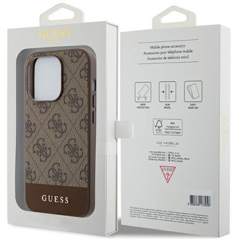Guess GUHCP15LG4GLBR iPhone 15 Pro 6.1" brązowy/brown hardcase 4G Stripe Collection
