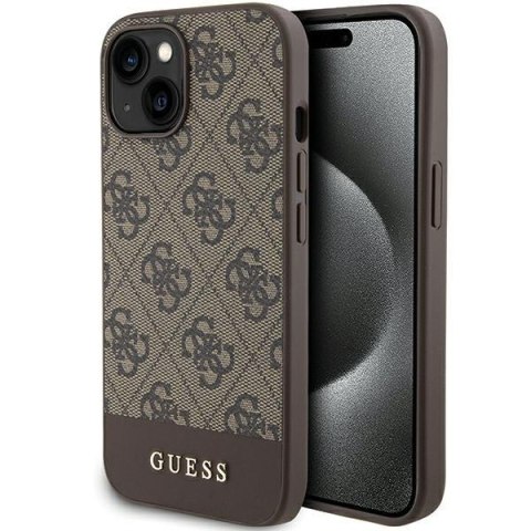 Guess GUHCP15SG4GLBR iPhone 15 / 14 / 13 6.1" brązowy/brown hardcase 4G Stripe Collection