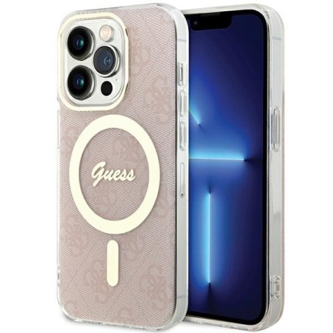 Guess GUHMP15LH4STP iPhone 15 Pro 6.1" rózowy/pink hardcase IML 4G MagSafe