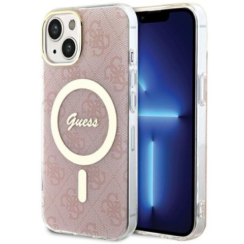 Guess GUHMP15SH4STP iPhone 15 / 14 / 13 6.1" różowy/pink hardcase IML 4G MagSafe