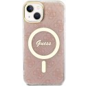 Guess GUHMP15SH4STP iPhone 15 / 14 / 13 6.1" różowy/pink hardcase IML 4G MagSafe