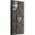 Guess GUHCS24LPGS4TDW S24 Ultra S928 brązowy/brown hardcase Grip Stand 4G Triangle Strass