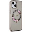 Guess GUHMP15SHFWFCK iPhone 15 / 14 / 13 6.1" czarny/black hardcase IML Flowers Wreatch MagSafe