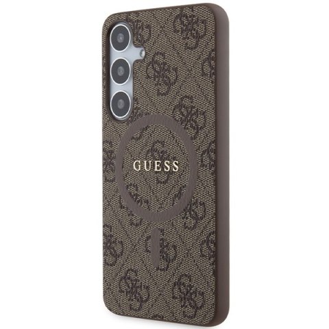 Guess GUHMS24MG4GFRW S24+ S926 brązowy/brown hardcase 4G Collection Leather Metal Logo MagSafe