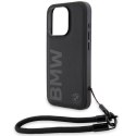 BMW BMHCP15X23RMRLK iPhone 15 Pro Max 6.7" czarny/black hardcase Signature Leather Wordmark Cord