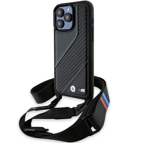 BMW BMHCP15L23PSCCK iPhone 15 Pro 6.1" czarny/black hardcase M Edition Carbon Stripe & Strap