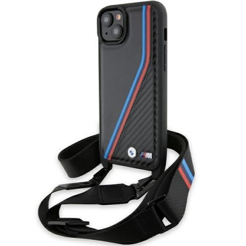 BMW BMHCP15M23PSVTK iPhone 15 Plus / 14 Plus 6.7" czarny/black hardcase M Edition Carbon Tricolor Lines & Strap