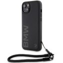 BMW BMHCP15M23RMRLK iPhone 15 Plus / 14 Plus 6.7" czarny/black hardcase Signature Leather Wordmark Cord