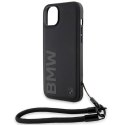 BMW BMHCP15M23RMRLK iPhone 15 Plus / 14 Plus 6.7" czarny/black hardcase Signature Leather Wordmark Cord