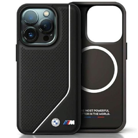 BMW BMHMP15L23PUCPK iPhone 15 Pro 6.1" czarny/black hardcase Perforated Twisted Line MagSafe