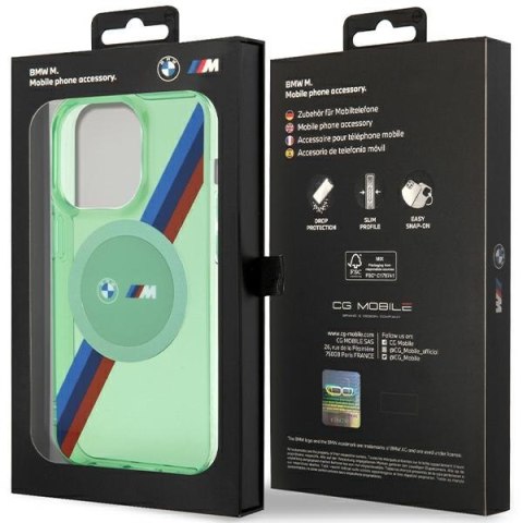 BMW BMHMP15LHDTN iPhone 15 Pro 6.1" zielony/green hardcase M Tricolor Stripes MagSafe
