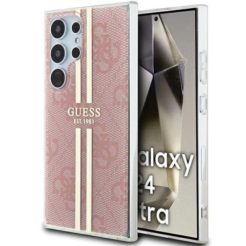 Guess GUHCS24LH4PSEGP S24 Ultra S928 różowy/pink hardcase IML 4G Gold Stripe