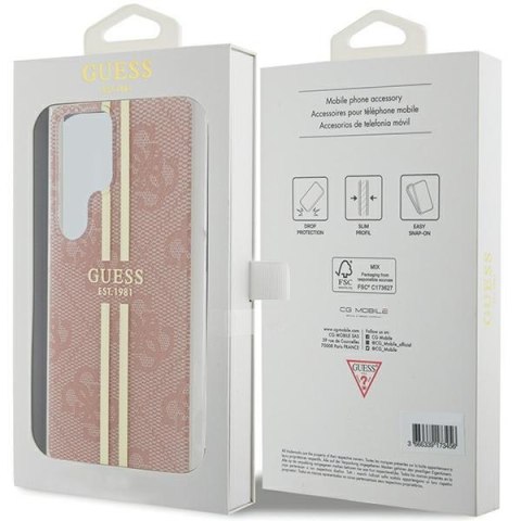 Guess GUHCS24LH4PSEGP S24 Ultra S928 różowy/pink hardcase IML 4G Gold Stripe
