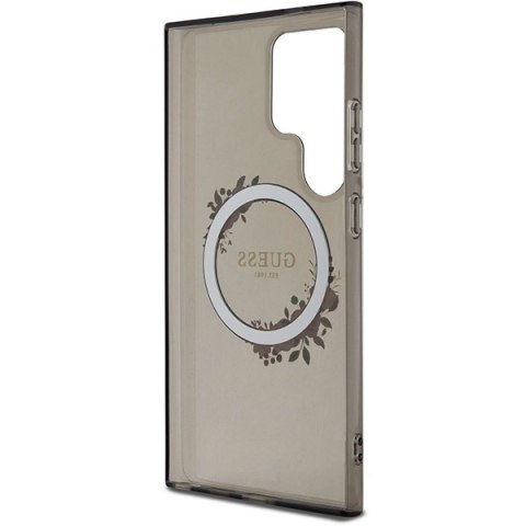 Guess GUHMS24LHFWFCK S24 Ultra S928 czarny/black hardcase IML Flowers Wreath MagSafe