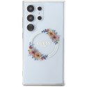 Guess GUHMS24LHFWFCT S24 Ultra S928 przeźroczysty/transparent hardcase IML Flowers Wreath MagSafe