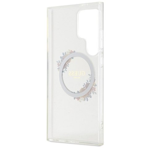 Guess GUHMS24LHFWFCT S24 Ultra S928 przeźroczysty/transparent hardcase IML Flowers Wreath MagSafe