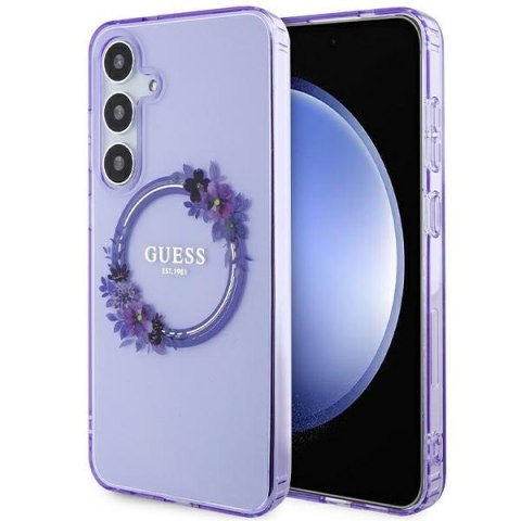 Guess GUHMS24MHFWFCU S24+ S926 fioletowy/purple hardcase IML Flowers Wreath MagSafe