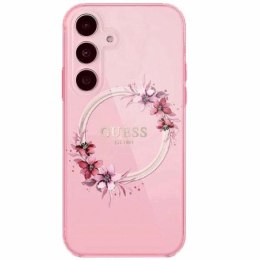 Guess GUHMS24SHFWFCP S24 S921 różowy/pink hardcase IML Flowers Wreath MagSafe