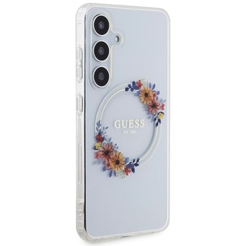 Guess GUHMS24SHFWFCT S24 S921 przeźroczysty/transparent hardcase IML Flowers Wreath MagSafe