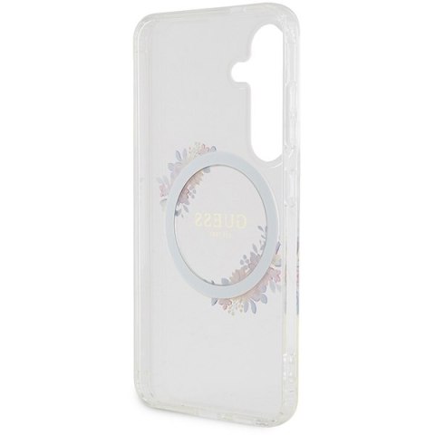 Guess GUHMS24SHFWFCT S24 S921 przeźroczysty/transparent hardcase IML Flowers Wreath MagSafe