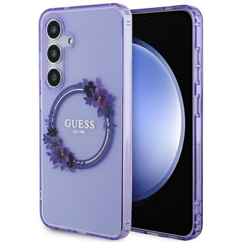 Guess GUHMS24SHFWFCU S24 S921 fioletowy/purple hardcase IML Flowers Wreath MagSafe