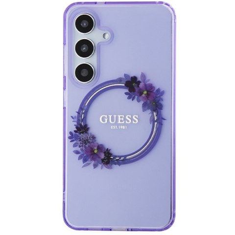 Guess GUHMS24SHFWFCU S24 S921 fioletowy/purple hardcase IML Flowers Wreath MagSafe