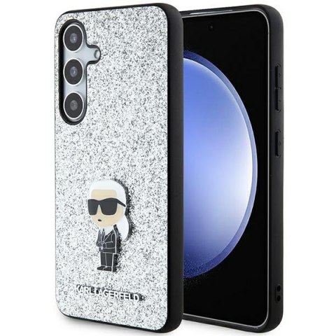 Karl Lagerfeld KLHCS24MGCNPSG S24+ S926 srebrny/silver hardcase Fixed Glitter Ikonik Logo Metal Pin