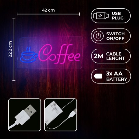 Neon PLEXI LED COFFEE niebieski róż NNE11 Neolia
