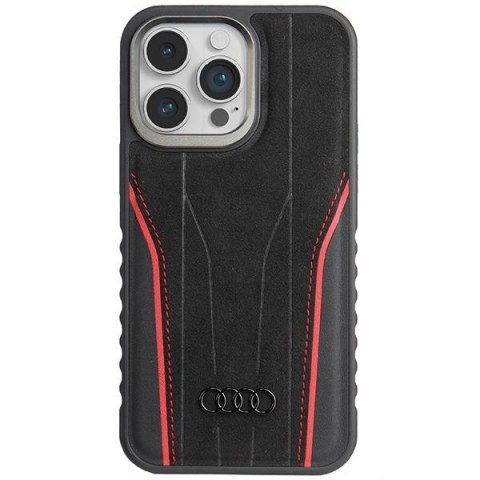 Audi Genuine Leather MagSafe iPhone 15 Pro Max 6.7" czarno-czerwony/black-red hardcase AU-TPUPCMIP15PM-R8/D3-RD