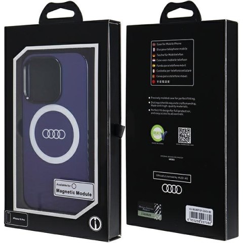 Audi nakładka do iPhone 15 Pro 6,1" niebieska IML Big Logo MagSafe Case
