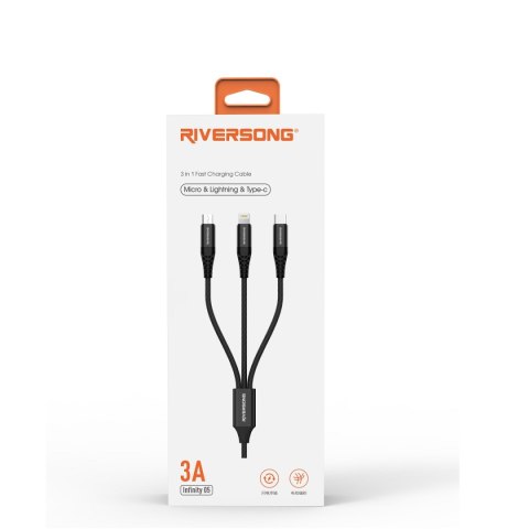 Riversong kabel 3w1 Infinity 05 USB - Lightning + USB-C + microUSB 1,0m czarny C58