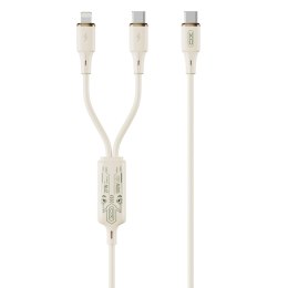 XO kabel NB-Q262 2w1 PD USB-C - Lightning + USB-C 1,2m beżowy 60W