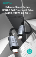 Devia kabel Extreme PD USB-C - USB-C 4.0 1,0 m 240W czarny 8K 60Hz