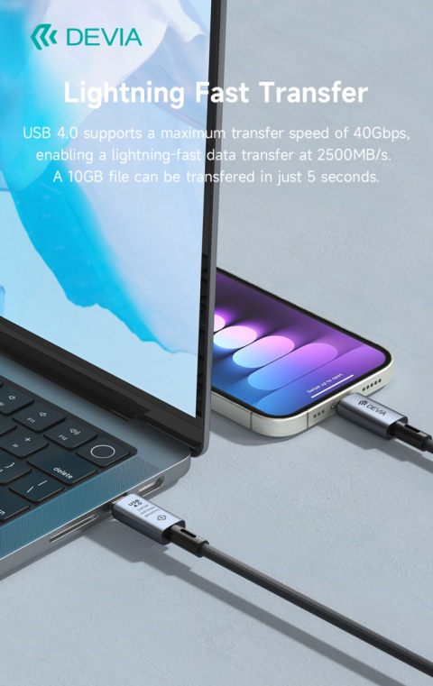 Devia kabel Extreme PD USB-C - USB-C 4.0 1,0 m 240W czarny 8K 60Hz